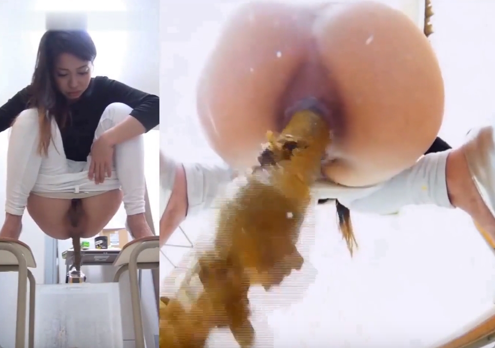 小さな穴に狙いを定めて豪快にウンコをぶちかますお姉さんｗ